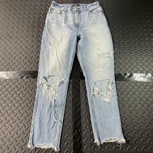Abercrombie & Fitch Jeans Womens 25 Annie Girlfriend Distressed Ripped Raw Hem